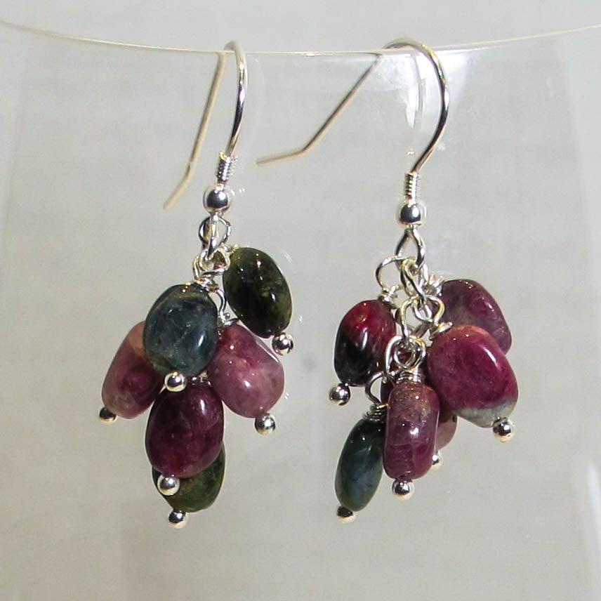 Gemstone Dangle Earrings/Multi Tourmaline