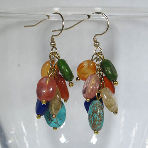 Gemstone Dangle Earrings/Mixed Gemstones