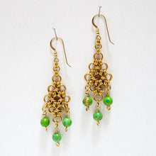 Load image into Gallery viewer, Diamond Chain Maille Earrings with Gemstone Bead Dangles