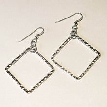 Load image into Gallery viewer, Products Hammered Silver Square &quot;Hoop&quot; Earrings