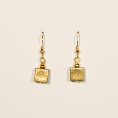 Goldtone Pewter Squares Earrings