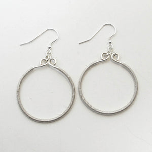 Silver Hoop Earrings Wrapped with Silver Wire
