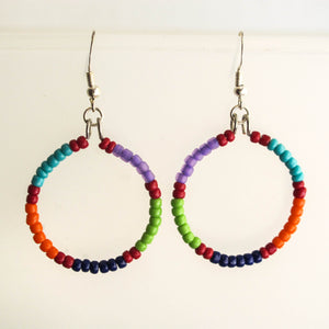 Color-Blocked Beaded Circle Earrings