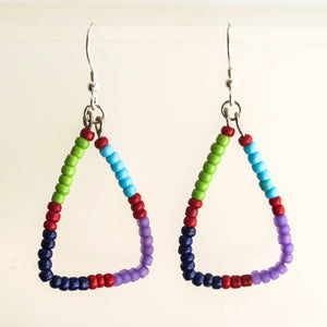 Color-Blocked Beaded Triangle Earrings