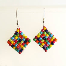 Load image into Gallery viewer, Confetti Beaded Postage Stamp Squares Earrings