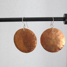 Load image into Gallery viewer, Phases of the Moon Hammered Copper Earrings