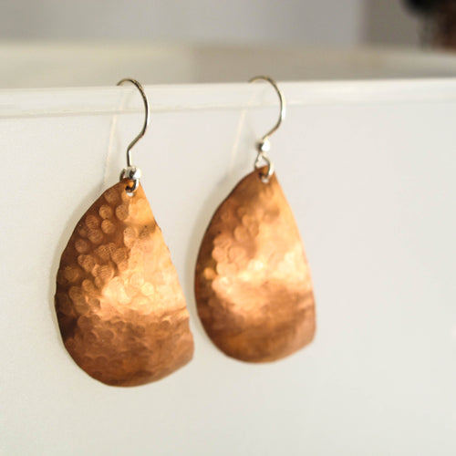 Half Moon Hammered Copper Earrings