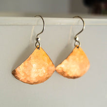 Load image into Gallery viewer, Flamenco Fan Hammered Copper Earrings