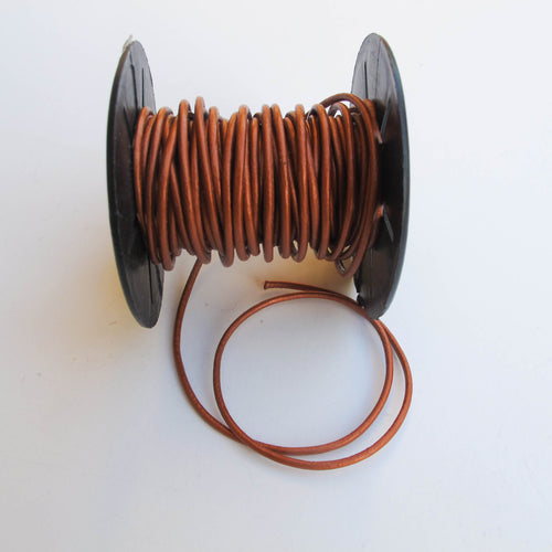 Copper Round Leather Cord, 1.5mm.