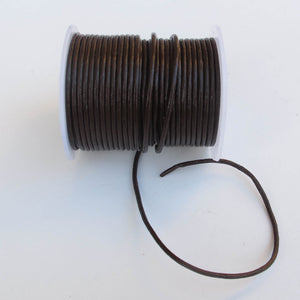 Dark Brown Round Leather Cord, 1.5mm.