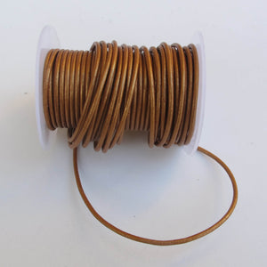 Medium Brown Round Leather Cord, 2mm. 