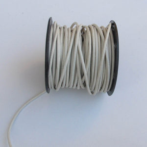 White Round Leather Cord, 2mm. 