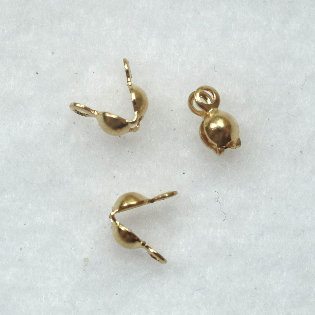 Gold clamshell bead tips with two loops