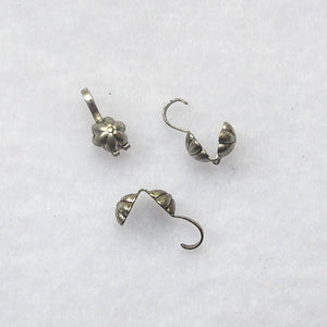 Antique Silver flower shape clamshell bead tips with loop