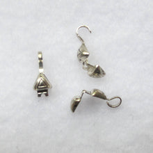 Load image into Gallery viewer, Silver, triangle shaped clamshell bead tips with loop