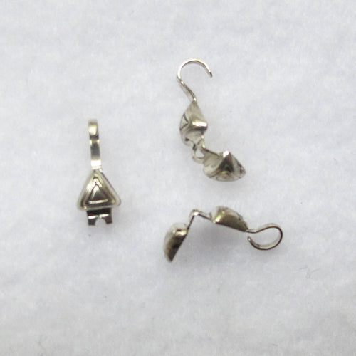 Silver, triangle shaped clamshell bead tips with loop