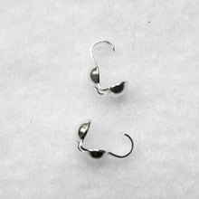 Load image into Gallery viewer, Silver clamshell bead tips with loop