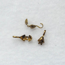 Load image into Gallery viewer, Antique gold triangle shaped clamshell bead tips with loop