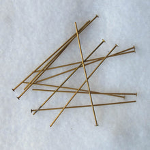 Load image into Gallery viewer, Antique Brass Head Pins with Flat Heads
