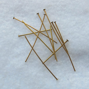 Gold Head Pins with Flat Heads, 2" long