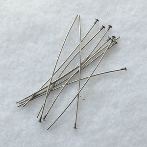 Pewter Color Head Pins with Flat Heads