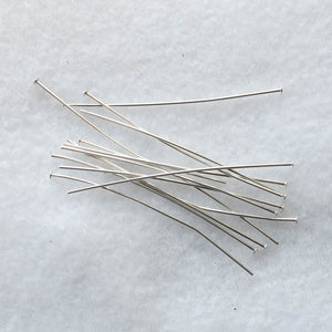 Silver-Plated Head Pins with Flat Heads
