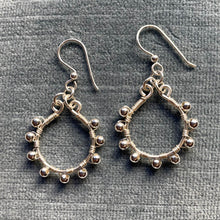 Load image into Gallery viewer, Silver Hoop Earrings Wrapped with Matching Metal Beads