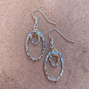 Hammered Silver Double Oval Hoop Earrings