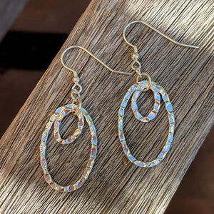 Hammered Silver Double Oval Hoop Earrings