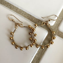 Load image into Gallery viewer, Gold Hoop Earrings Wrapped with Matching Metal Beads