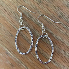 Load image into Gallery viewer, Hammered Silver Oval Hoop Earrings