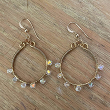 Load image into Gallery viewer, Gold &amp; Crystal Cear Swarovski Crystal-Wrapped Full Hoop Earrings
