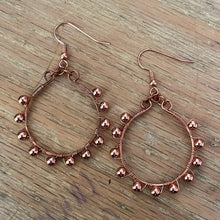 Load image into Gallery viewer, Copper Hoop Earrings Wrapped with Matching Metal Beads