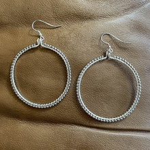 Load image into Gallery viewer, Silver Full Hoop Earrings Wrapped with Ball Chain