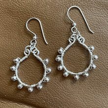 Load image into Gallery viewer, Silver Hoop Earrings Wrapped with Matching Metal Beads