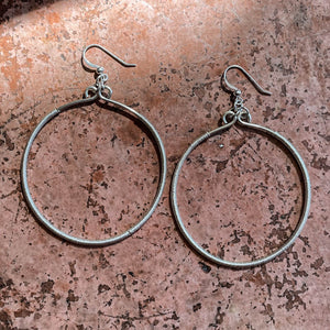 Silver Hoop Earrings Wrapped with Silver Wire