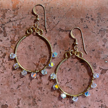 Load image into Gallery viewer, Gold and Clear Crystal Swarovski Crystal-Wrapped Full Hoop Earrings