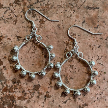 Load image into Gallery viewer, Silver Hoop Earrings Wrapped with Matching Metal Beads