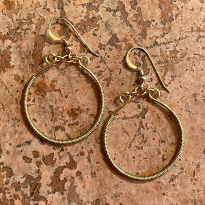 Gold Hoop Earrings Wrapped with Gold Wire