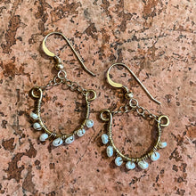 Load image into Gallery viewer, Mini Gold Hoop Earrings with Tiny White Pearls