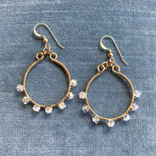 Load image into Gallery viewer, Gold &amp; Crystal Clear Swarovski Crystal-Wrapped Full Hoop Earrings