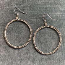 Load image into Gallery viewer, Silver Full Hoop Earrings Wrapped with Ball Chain