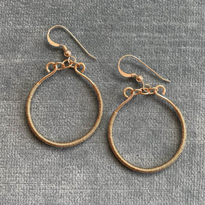 Gold Hoop Earrings Wrapped with Wire