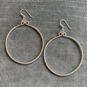 Silver Hoop Earrings Wrapped with Silver Wire