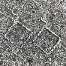 Load image into Gallery viewer, Products Hammered Silver Square &quot;Hoop&quot; Earrings