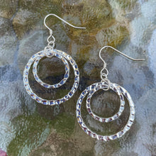 Load image into Gallery viewer, Hammered Silver Double Hoop Earrings, Stacked 