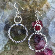 Load image into Gallery viewer, Products Hammered Silver Double Round Hoop Earrings, Vertical