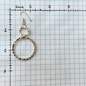 Products Hammered Silver Double Round Hoop Earrings, Vertical