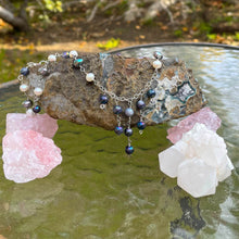 Load image into Gallery viewer, Dark Grey, White and Silver Medieval Princess Pearl Necklace 
