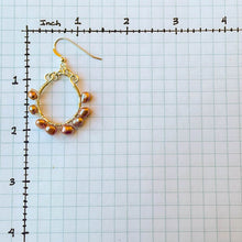 Load image into Gallery viewer, Silver U-Shaped Hoop Earrings Wrapped with Pink Freshwater Pearls 